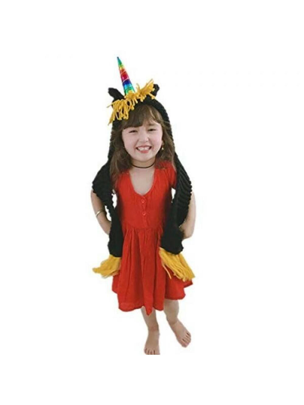 Black and yellow Crochet Unicorn Hat/Hood Scarf W Pockets VerySoft New Unbranded